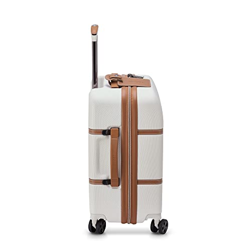DELSEY Paris Chatelet Spinner Luggage - Lightweight Polycarbonate with Leather Accents, Champagne White - DELSEY Paris Chatelet Spinner Luggage - Lightweight Polycarbonate with Leather Accents, Champagne White - Travelking