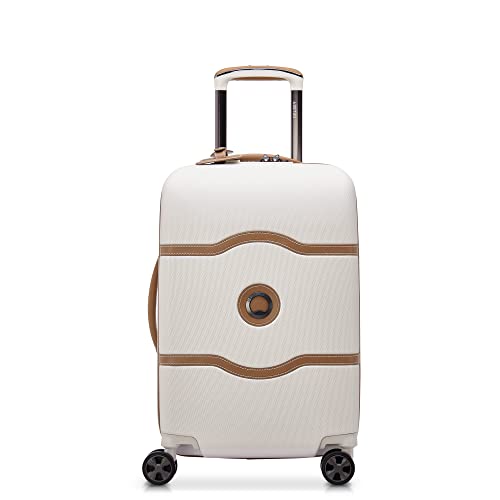 DELSEY Paris Chatelet Spinner Luggage - Lightweight Polycarbonate with Leather Accents, Champagne White - DELSEY Paris Chatelet Spinner Luggage - Lightweight Polycarbonate with Leather Accents, Champagne White - Travelking