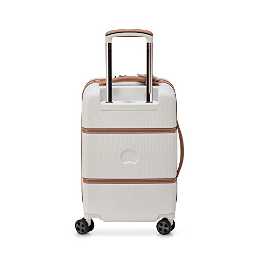 DELSEY Paris Chatelet Spinner Luggage - Lightweight Polycarbonate with Leather Accents, Champagne White - DELSEY Paris Chatelet Spinner Luggage - Lightweight Polycarbonate with Leather Accents, Champagne White - Travelking