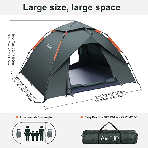 Amflip Camping Tent Automatic 2-3 Man Person Instant Tent Pop Up - Amflip Camping Tent Automatic 2-3 Man Person Instant Tent Pop Up - Travelking
