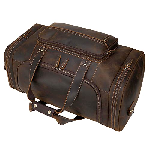 Full Grain Cowhide Leather Gym Duffel Weekender Overnight Travel - Full Grain Cowhide Leather Gym Duffel Weekender Overnight Travel - Travelking