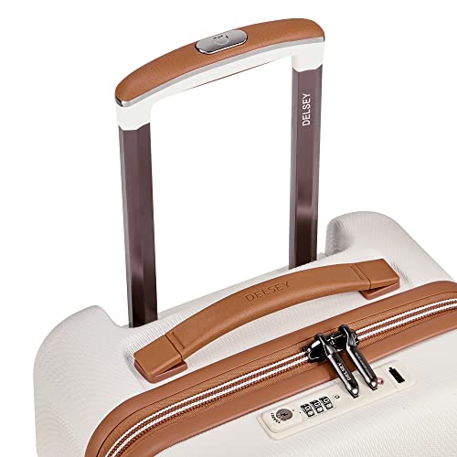 DELSEY Paris Chatelet Spinner Luggage - Lightweight Polycarbonate with Leather Accents, Champagne White - DELSEY Paris Chatelet Spinner Luggage - Lightweight Polycarbonate with Leather Accents, Champagne White - Travelking