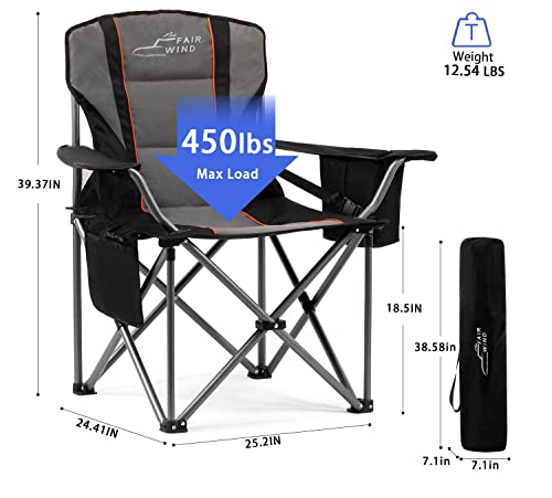 FAIR WIND Oversized Fully Padded Camping Chair with Lumbar Support - FAIR WIND Oversized Fully Padded Camping Chair with Lumbar Support - Travelking