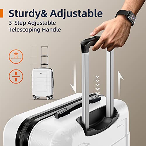 SHOWKOO Luggage Set Expandable PC+ABS Durable Double Wheels TSA Lock White 3pcs - SHOWKOO Luggage Set Expandable PC+ABS Durable Double Wheels TSA Lock White 3pcs - Travelking