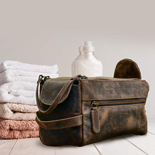 Men's Premium Buffalo Leather Unisex Toiletry Bag - Men's Premium Buffalo Leather Unisex Toiletry Bag - Travelking