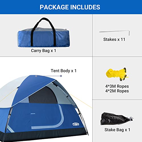 Pacific Pass Camping Tent 6 Person Family Dome Tent, Navy Blue - Pacific Pass Camping Tent 6 Person Family Dome Tent, Navy Blue - Travelking