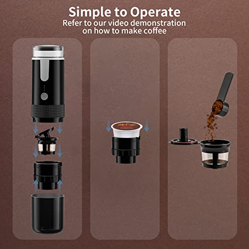 Frossvt Portable Electronic Coffee Maker, Rechargeable Espresso Machine, Mini Car Coffee Make Using Ground Coffee & Espresso Pods for Travel Camping Office Home - Frossvt Portable Electronic Coffee Maker, Rechargeable Espresso Machine, Mini Car Coffee Make Using Ground Coffee & Espresso Pods for Travel Camping Office Home - Travelking