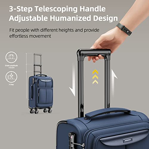 SHOWKOO Luggage Sets 3 Piece Softside Expandable Lightweight, Blue - SHOWKOO Luggage Sets 3 Piece Softside Expandable Lightweight, Blue - Travelking