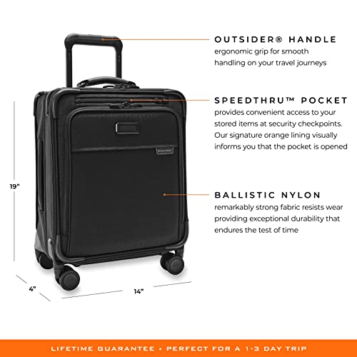 Briggs & Riley Spinners, Black, 19-inch Baseline Compact Carry-On - Briggs & Riley Spinners, Black, 19-inch Baseline Compact Carry-On - Travelking