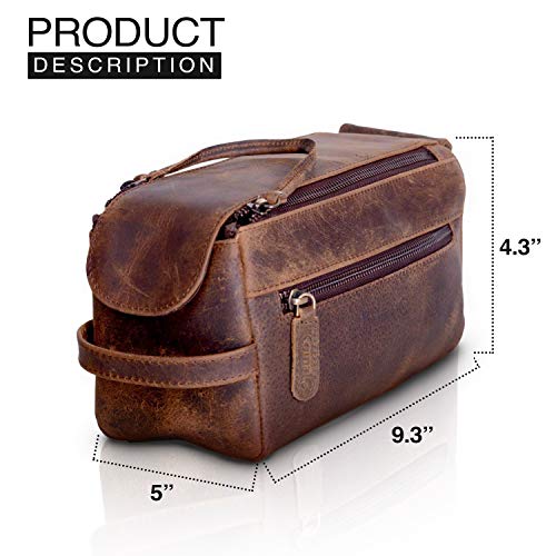 Men's Premium Buffalo Leather Unisex Toiletry Bag - Men's Premium Buffalo Leather Unisex Toiletry Bag - Travelking