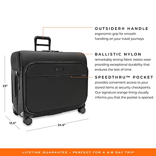 Briggs & Riley Baseline Garment Bags, Black, Deluxe Wardrobe Spinner - Briggs & Riley Baseline Garment Bags, Black, Deluxe Wardrobe Spinner - Travelking