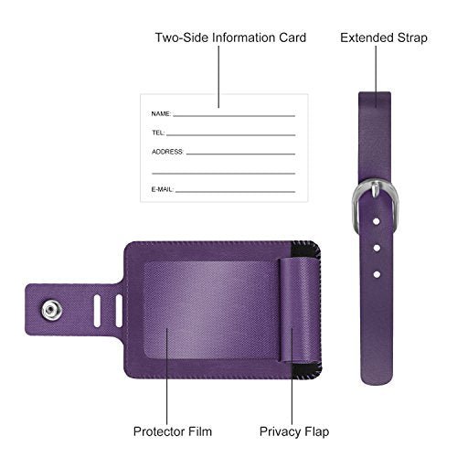 2 Pack Luggage Tags - (Genuine Leather-Purple) - 2 Pack Luggage Tags - (Genuine Leather-Purple) - Travelking