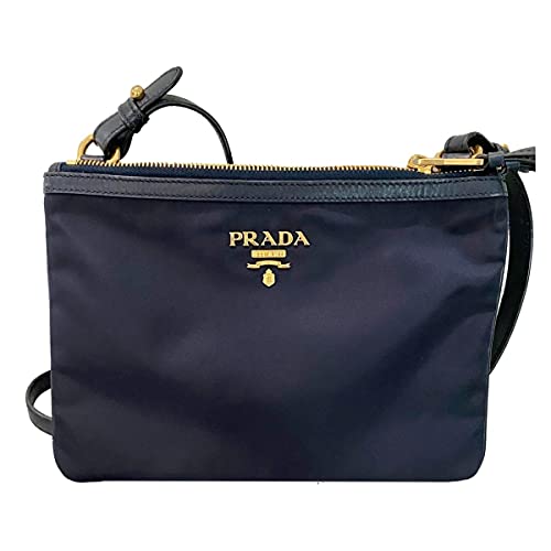 Prada Tessuto Nylon Blue Double Zip Calf Leather Crossbody Bag - Prada Tessuto Nylon Blue Double Zip Calf Leather Crossbody Bag - Travelking