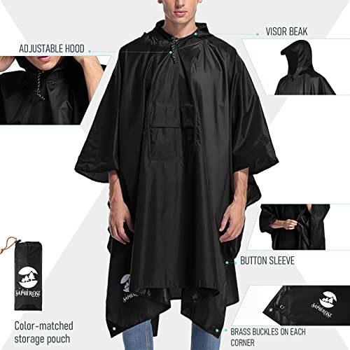 Waterproof Outdoor Men's, Women's - Rain Poncho - (Black) - Waterproof Outdoor Men's, Women's - Rain Poncho - (Black) - Travelking