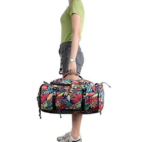 Floral Duffel Bag Backpack with Shoes Compartment for travel - Floral Duffel Bag Backpack with Shoes Compartment for travel - Travelking