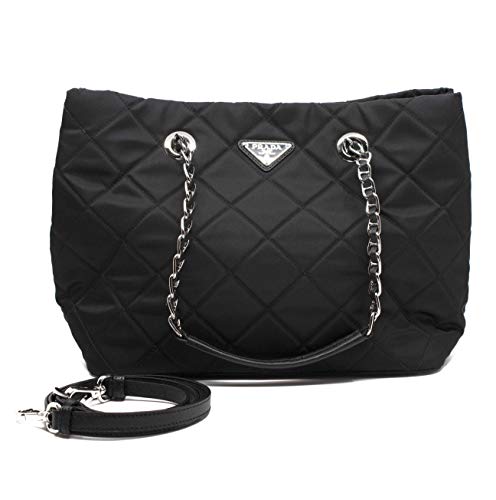 Prada Midnight Black Quilted Tessuto Chain Designer Shoulder Tote - Prada Midnight Black Quilted Tessuto Chain Designer Shoulder Tote - Travelking