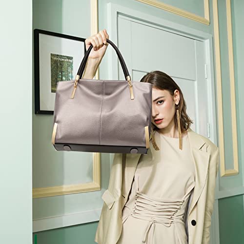 FOXER Large Leather Tote Handbags for Women, Split Cowhide, Rose Gold - FOXER Large Leather Tote Handbags for Women, Split Cowhide, Rose Gold - Travelking