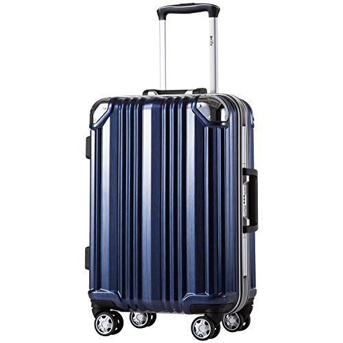 Coolife Luggage Suitcase - Luxury Aluminum Frame, 100% PC Material, 360° Dual Spinner Wheels, Blue - Coolife Luggage Suitcase - Luxury Aluminum Frame, 100% PC Material, 360° Dual Spinner Wheels, Blue - Travelking