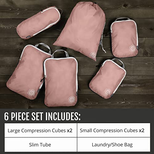 Compression Packing Cubes for Travel- Packing Cubes and Travel Organizers (Dusty Rose) - Compression Packing Cubes for Travel- Packing Cubes and Travel Organizers (Dusty Rose) - Travelking