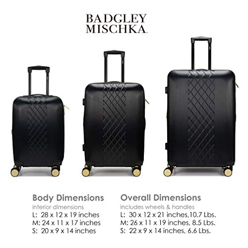 Badgley Mischka Modern trolley Diamond 3 Piece Expandable Spinner - Badgley Mischka Modern trolley Diamond 3 Piece Expandable Spinner - Travelking
