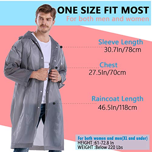 CeroPro Rain Coats for Adults Reusable - 2 Pack EVA - Grey - CeroPro Rain Coats for Adults Reusable - 2 Pack EVA - Grey - Travelking