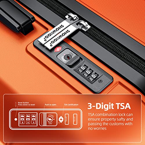 SHOWKOO 4 Piece Expandable Luggage Set With TSA Lock - Orange - SHOWKOO 4 Piece Expandable Luggage Set With TSA Lock - Orange - Travelking