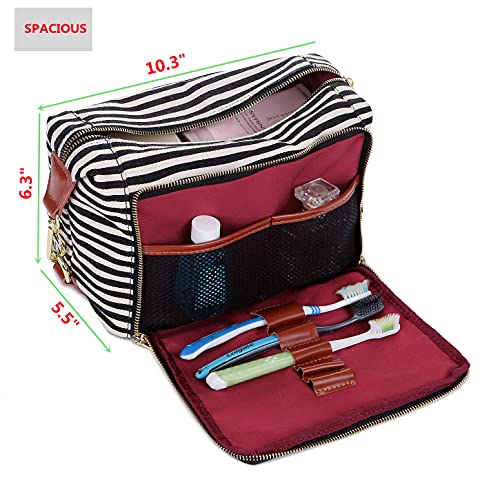 Canvas Travel Toiletry Bag for Women (Black) - Canvas Travel Toiletry Bag for Women (Black) - Travelking