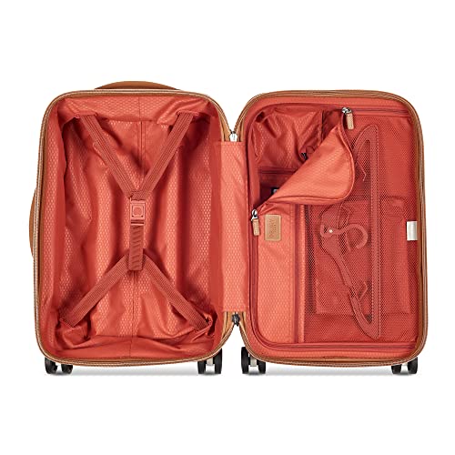 DELSEY Paris Chatelet Spinner Luggage - Lightweight Polycarbonate with Leather Accents, Champagne White - DELSEY Paris Chatelet Spinner Luggage - Lightweight Polycarbonate with Leather Accents, Champagne White - Travelking