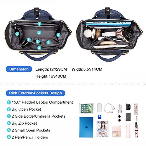 Navy blue large backpack for women, travel, business & leisure - Navy blue large backpack for women, travel, business & leisure - Travelking