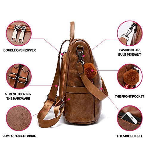 Women's Tan Backpack PU Leather Anti-theft Casual Shoulder Bag - Women's Tan Backpack PU Leather Anti-theft Casual Shoulder Bag - Travelking
