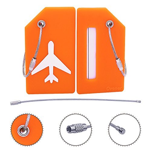 Silicone Luggage Tag with Name ID Card - Plane 5Pcs Orange - Silicone Luggage Tag with Name ID Card - Plane 5Pcs Orange - Travelking