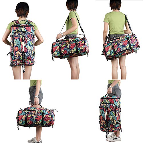 Floral Duffel Bag Backpack with Shoes Compartment for travel - Floral Duffel Bag Backpack with Shoes Compartment for travel - Travelking