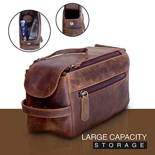 Men's Premium Buffalo Leather Unisex Toiletry Bag - Men's Premium Buffalo Leather Unisex Toiletry Bag - Travelking