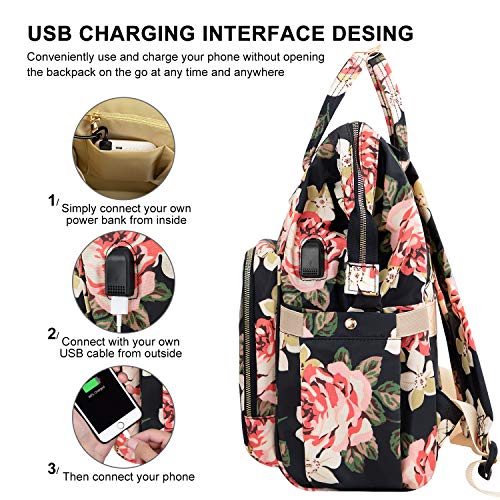 Flower Pattern Backpack for Women, Stylish for College, School - Flower Pattern Backpack for Women, Stylish for College, School - Travelking