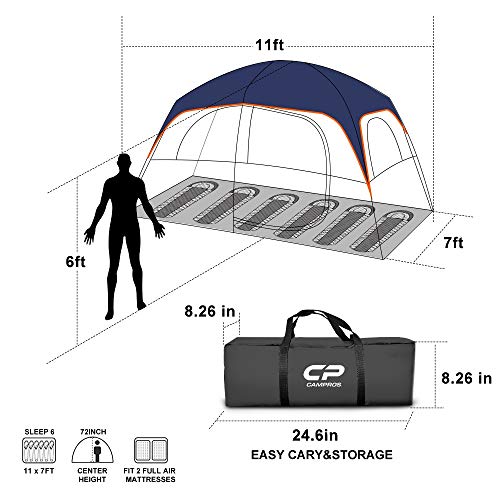CAMPROS CP Tent-6-Person-Camping-Tent, Waterproof, Windproof - CAMPROS CP Tent-6-Person-Camping-Tent, Waterproof, Windproof - Travelking