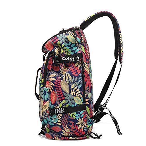 Floral Duffel Bag Backpack with Shoes Compartment for travel - Floral Duffel Bag Backpack with Shoes Compartment for travel - Travelking