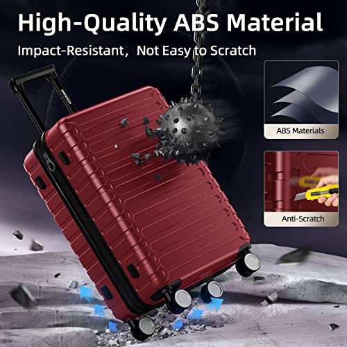 SHOWKOO Luggage Sets Expandable ABS Hardshell 3pcs Clearance, Wine Red - SHOWKOO Luggage Sets Expandable ABS Hardshell 3pcs Clearance, Wine Red - Travelking