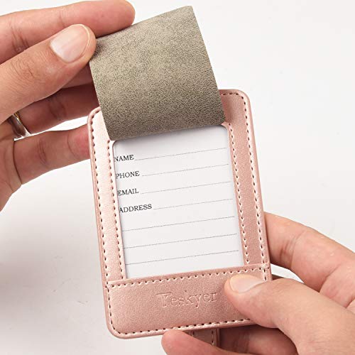 Teskyer Luggage Tags, 3 Pack PU Leather, Privacy Protection - Teskyer Luggage Tags, 3 Pack PU Leather, Privacy Protection - Travelking