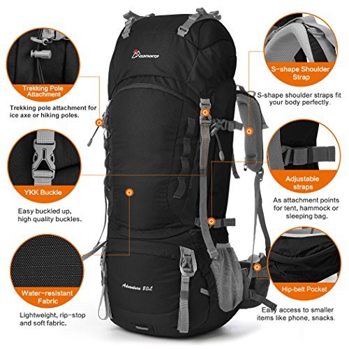MOUNTAINTOP 80L Internal Frame Hiking Backpack for Men & Women - MOUNTAINTOP 80L Internal Frame Hiking Backpack for Men & Women - Travelking