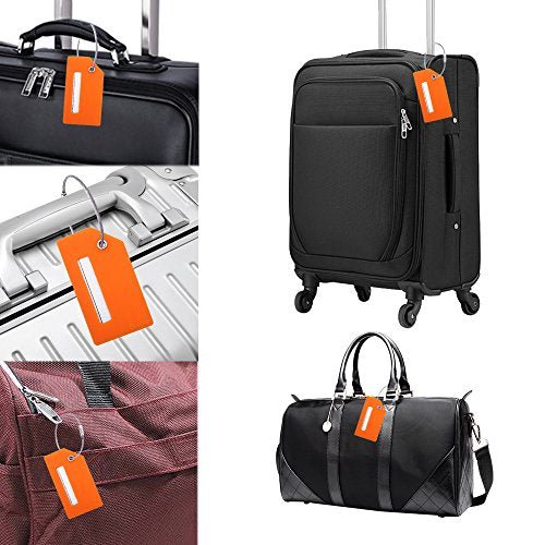 Silicone Luggage Tag with Name ID Card - Plane 5Pcs Orange - Silicone Luggage Tag with Name ID Card - Plane 5Pcs Orange - Travelking