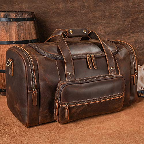 Full Grain Cowhide Leather Gym Duffel Weekender Overnight Travel - Full Grain Cowhide Leather Gym Duffel Weekender Overnight Travel - Travelking