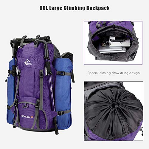 Bseash 60L Waterproof Hiking Camping Backpack with Rain Cover - Bseash 60L Waterproof Hiking Camping Backpack with Rain Cover - Travelking