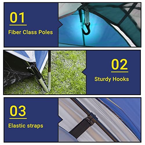 Pacific Pass Camping Tent 6 Person Family Dome Tent, Navy Blue - Pacific Pass Camping Tent 6 Person Family Dome Tent, Navy Blue - Travelking