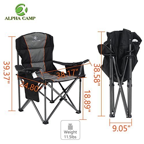 ALPHA CAMP Oversized Camping Folding Chair - Heavy Duty - ALPHA CAMP Oversized Camping Folding Chair - Heavy Duty - Travelking