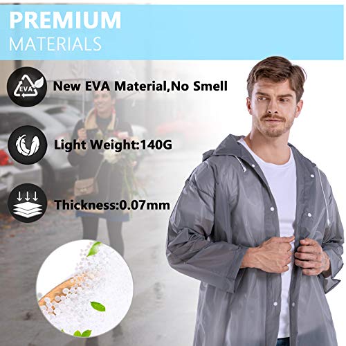 CeroPro Rain Coats for Adults Reusable - 2 Pack EVA - Grey - CeroPro Rain Coats for Adults Reusable - 2 Pack EVA - Grey - Travelking