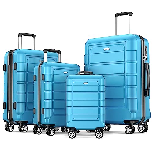SHOWKOO Luggage Family Set - Sky Blue, Durable PC+ABS Material, Multi-Size Set - SHOWKOO Luggage Family Set - Sky Blue, Durable PC+ABS Material, Multi-Size Set - Travelking