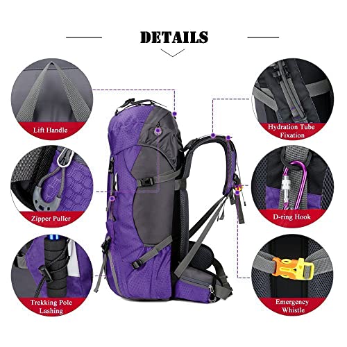 Bseash 60L Waterproof Hiking Camping Backpack with Rain Cover - Bseash 60L Waterproof Hiking Camping Backpack with Rain Cover - Travelking