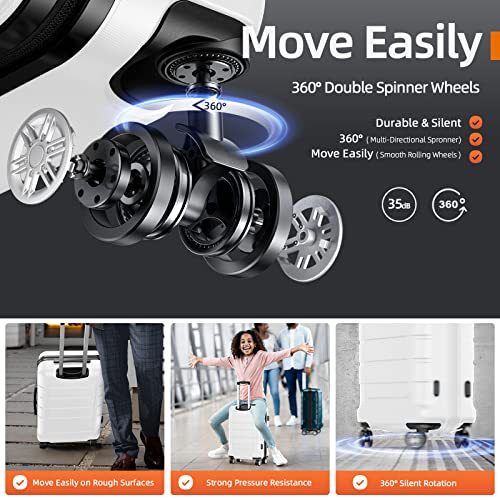 SHOWKOO Luggage Set Expandable PC+ABS Durable Double Wheels TSA Lock White 3pcs - SHOWKOO Luggage Set Expandable PC+ABS Durable Double Wheels TSA Lock White 3pcs - Travelking