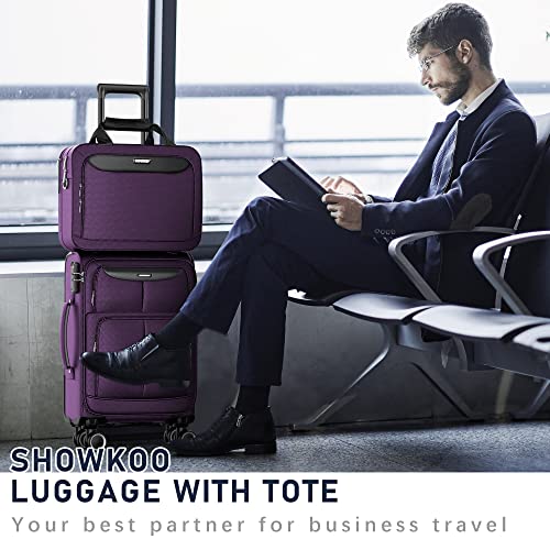 SHOWKOO Carry-on Luggage 2 Piece Softside Lightweight Durable - Purple - SHOWKOO Carry-on Luggage 2 Piece Softside Lightweight Durable - Purple - Travelking