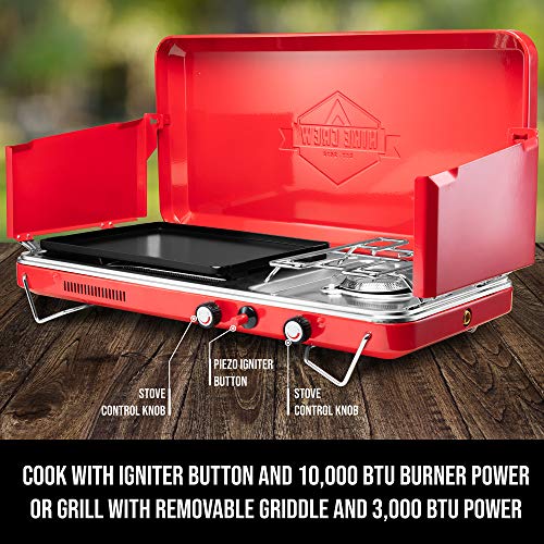 Hike Crew 2-in-1 Gas Camping Stove | Portable Propane Grill/Stove - Hike Crew 2-in-1 Gas Camping Stove | Portable Propane Grill/Stove - Travelking